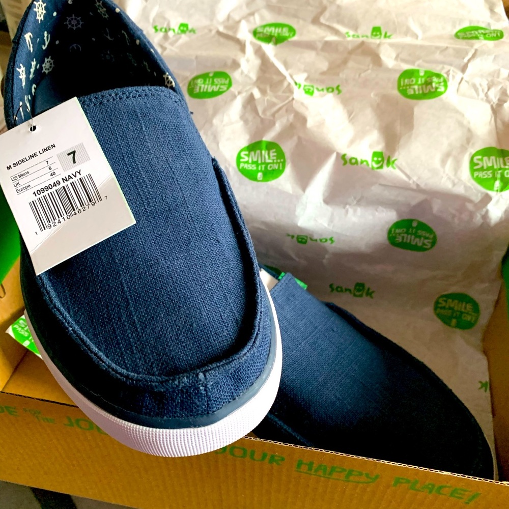 Brand New, Navy Blue Sanuk Canvas Shoe-Sz 7